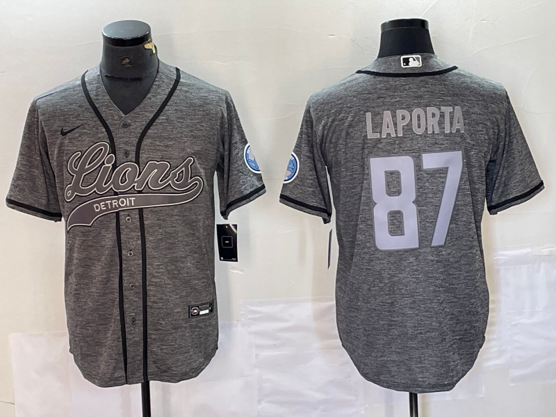 Men's Detroit Lions Sam LaPorta #87 Gray Jersey Joint Edition